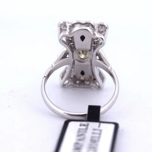 Bague 54 Bague en or blanc 18 carats avec onyx et diamants 58 Facettes