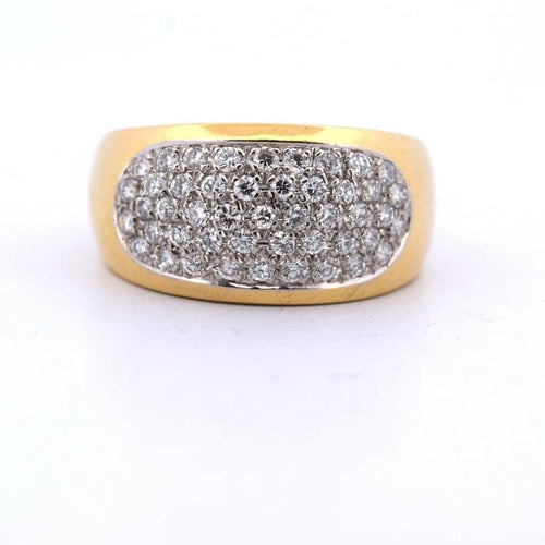 Bague 61 Bague cocktail années 1950 en or jaune 18 carats et diamants 58 Facettes