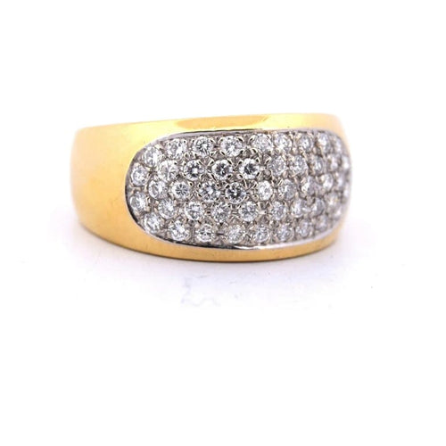 Bague 61 Bague cocktail années 1950 en or jaune 18 carats et diamants 58 Facettes