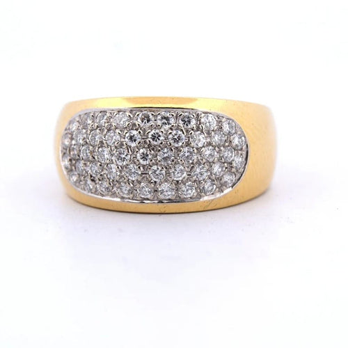 Bague 61 Bague cocktail années 1950 en or jaune 18 carats et diamants 58 Facettes