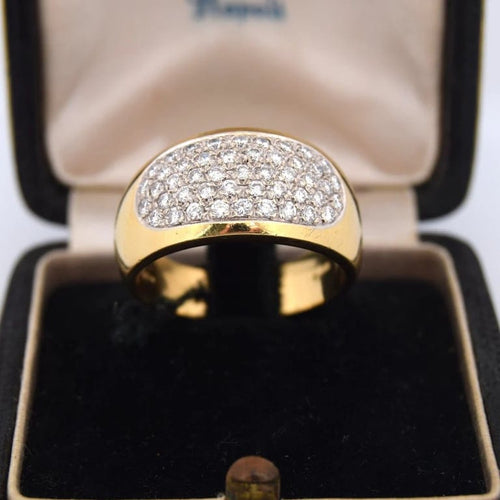 Bague 61 Bague cocktail années 1950 en or jaune 18 carats et diamants 58 Facettes