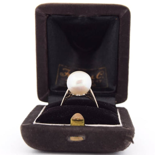 Bague 56 Bague édouardienne - Bague en or 18 K avec perle naturelle 58 Facettes AN143 '(0259)