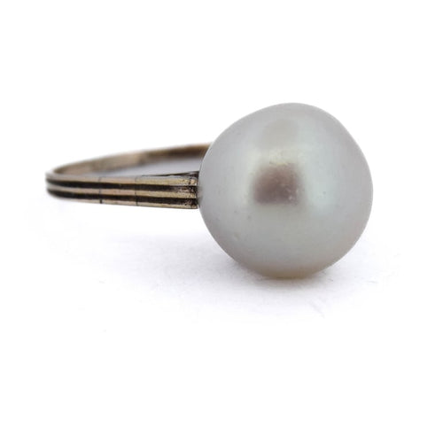 Bague 56 Bague édouardienne - Bague en or 18 K avec perle naturelle 58 Facettes AN143 '(0259)