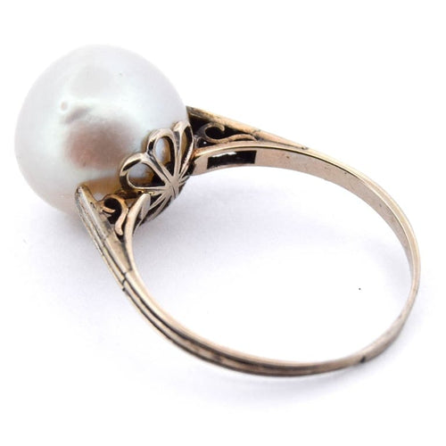 Bague 56 Bague édouardienne - Bague en or 18 K avec perle naturelle 58 Facettes AN143 '(0259)
