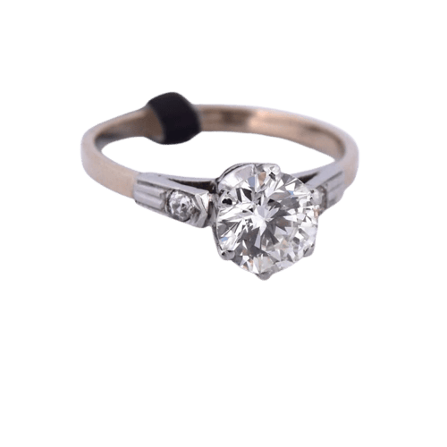 Bague 54 Bague ancienne en platine avec diamants 58 Facettes