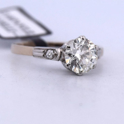 Bague 54 Bague ancienne en platine avec diamants 58 Facettes