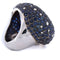 Bague 54 Bague cocktail en or blanc 18 ct avec aigue-marine, saphirs et diamants 58 Facettes AN329 (00649)