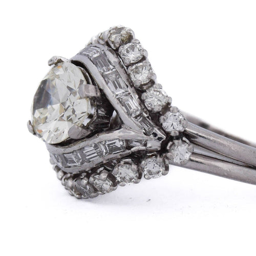 Bague 47 Bague rétro en platine avec diamants 58 Facettes AN340 '(00539)