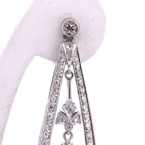 Boucles d'oreilles Boucles d'oreilles Art déco en or blanc 18 carats, perles et diamants 58 Facettes