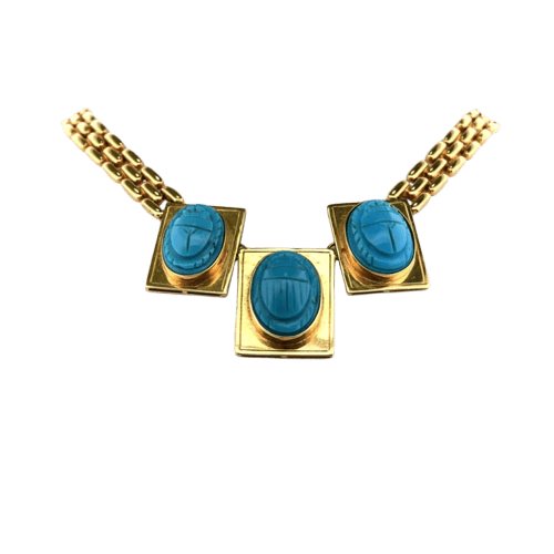 Collier Collier en or jaune 18 carats avec turquoise 58 Facettes