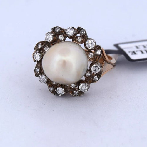 Bague 53 Bague victorienne antique en or 18 carats, perle et diamants 58 Facettes