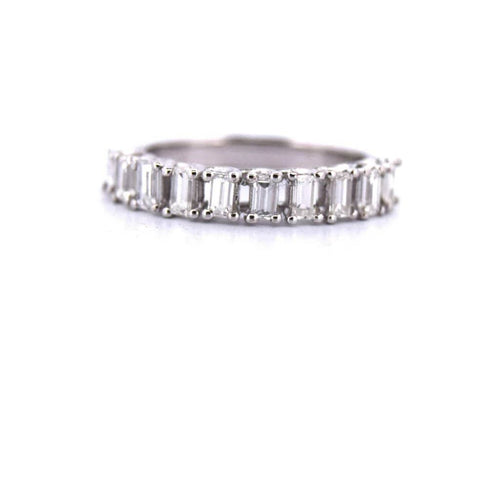 Bague 53 Bague demi-éternité vintage en or blanc 18 kt et diamants 58 Facettes AN362 (0079)