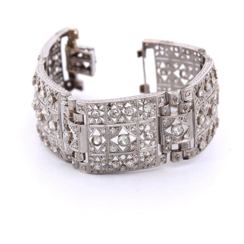 Bracelet Bracelet Art déco en platine et diamants taille ancienne 58 Facettes