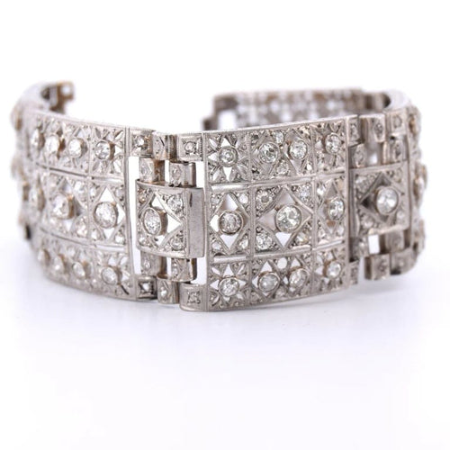 Bracelet Bracelet Art déco en platine et diamants taille ancienne 58 Facettes