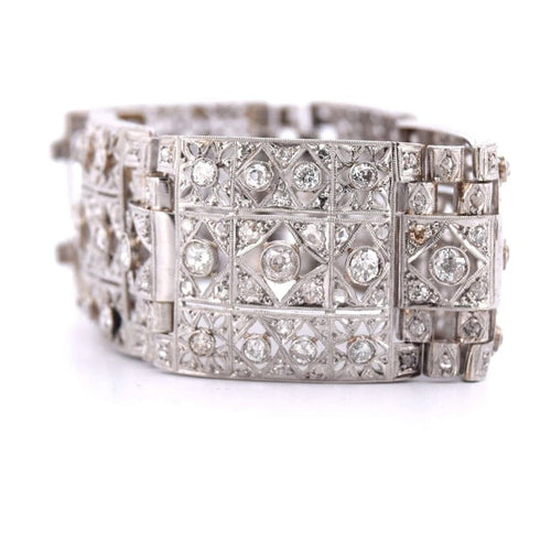 Bracelet Bracelet Art déco en platine et diamants taille ancienne 58 Facettes