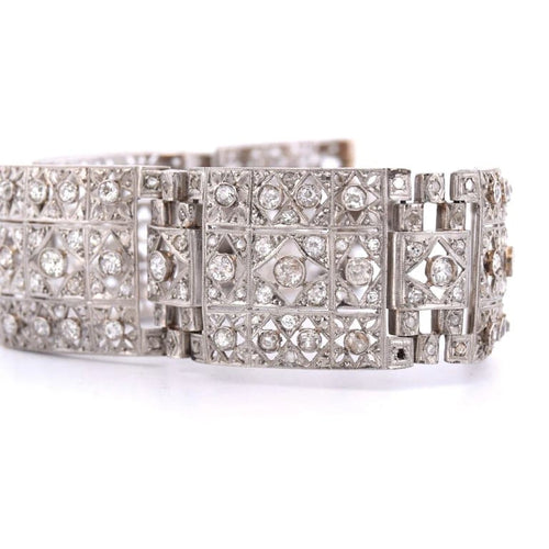 Bracelet Bracelet Art déco en platine et diamants taille ancienne 58 Facettes