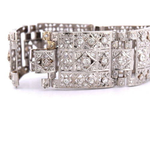 Bracelet Bracelet Art déco en platine et diamants taille ancienne 58 Facettes
