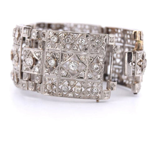Bracelet Bracelet Art déco en platine et diamants taille ancienne 58 Facettes