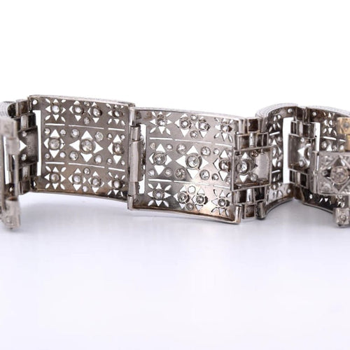 Bracelet Bracelet Art déco en platine et diamants taille ancienne 58 Facettes