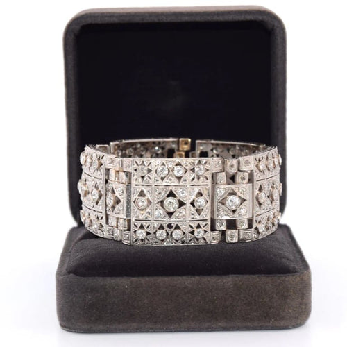 Bracelet Bracelet Art déco en platine et diamants taille ancienne 58 Facettes