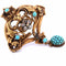 Broche Broche victorienne en or jaune 18 carats avec turquoise et diamants 58 Facettes SP29 '(00019)