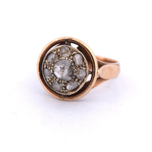Bague ancienne en or rose avec diamants