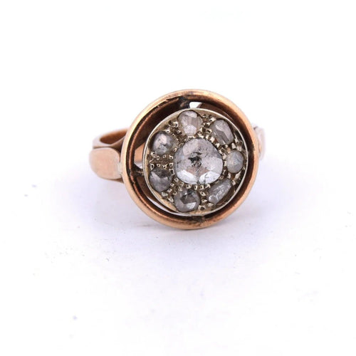 Bague 54 Bague ancienne en or rose avec diamants 58 Facettes