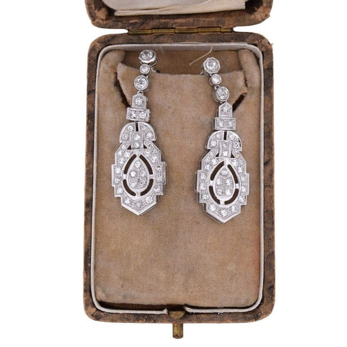 Boucles d'oreilles Boucles d'oreilles Art déco en or blanc 18 carats et diamants 58 Facettes
