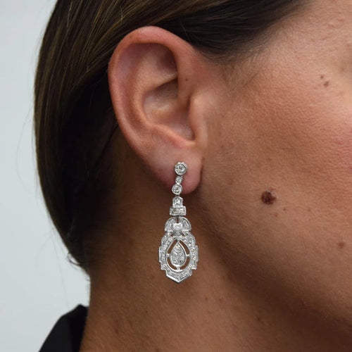 Boucles d'oreilles Boucles d'oreilles Art déco en or blanc 18 carats et diamants 58 Facettes