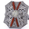 Bague 54 Bague en platine ornée de diamants et de corail 58 Facettes AN380