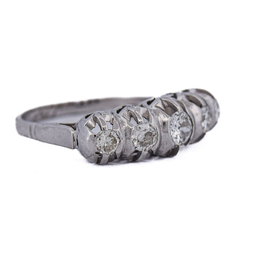 Bague 57 Bague ancienne à cinq diamants en or blanc 18 ct 58 Facettes AN265 (00019)