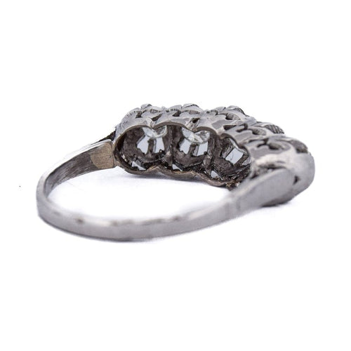 Bague 57 Bague ancienne à cinq diamants en or blanc 18 ct 58 Facettes AN265 (00019)