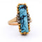 Bague 55 Bague vintage en or jaune 18 ct avec turquoise et diamants 58 Facettes AN469 '(0259)