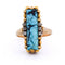 Bague 55 Bague vintage en or jaune 18 ct avec turquoise et diamants 58 Facettes AN469 '(0259)