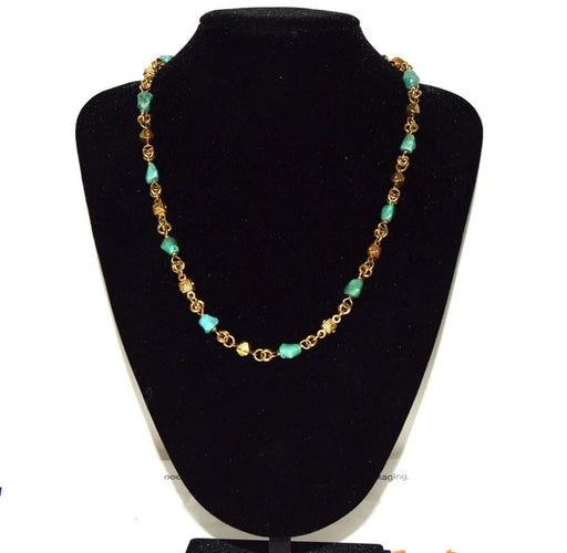 Collier Collier vintage - Collier en or jaune 18 kt avec turquoise 58 Facettes