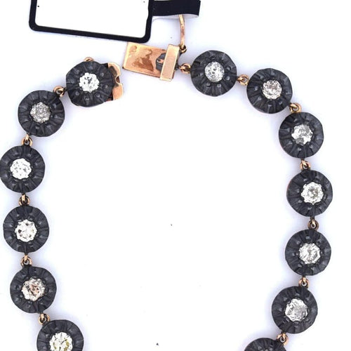 Bracelet Bracelet victorien ancien en or rose 14 ct, argent et diamants 58 Facettes