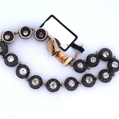 Bracelet Bracelet victorien ancien en or rose 14 ct, argent et diamants 58 Facettes