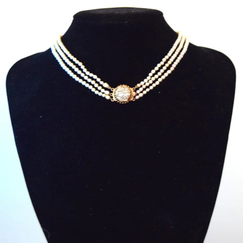 Collier Collier ancien en or jaune 18 carats avec perles et diamants 58 Facettes