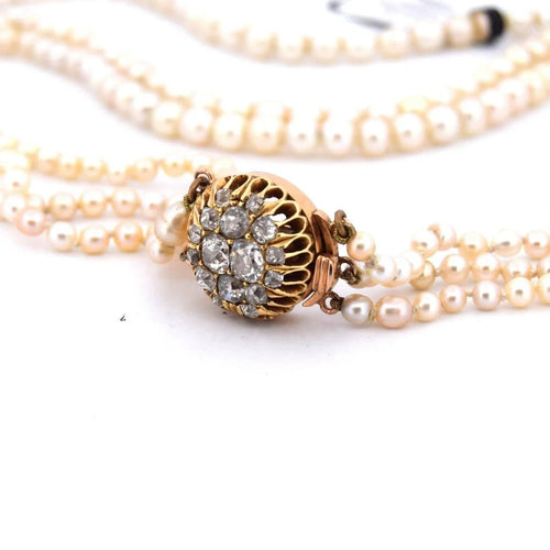 Collier Collier ancien en or jaune 18 carats avec perles et diamants 58 Facettes