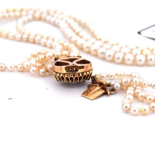 Collier Collier ancien en or jaune 18 carats avec perles et diamants 58 Facettes