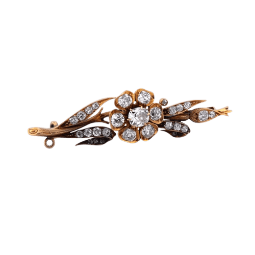 Broche Broche ancienne en or jaune 18 carats sertie de diamants 58 Facettes SP34