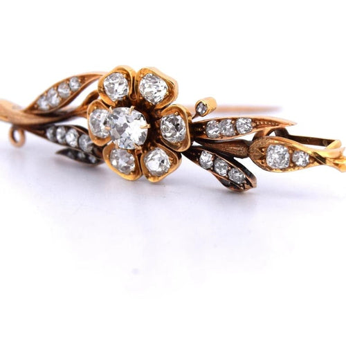 Broche Broche ancienne en or jaune 18 carats sertie de diamants 58 Facettes SP34