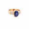 Bague 56 Bague vintage en or jaune 18 carats avec saphir et diamants 58 Facettes