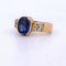 Bague 56 Bague vintage en or jaune 18 carats avec saphir et diamants 58 Facettes