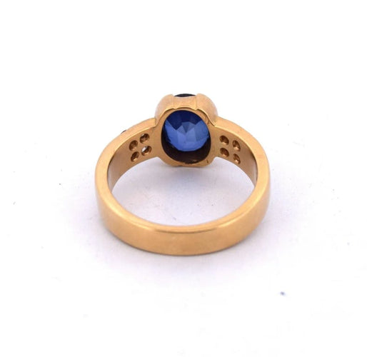 Bague 56 Bague vintage en or jaune 18 carats avec saphir et diamants 58 Facettes
