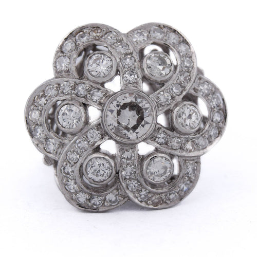 Bague 52 Art déco - Bague en platine et diamants 58 Facettes AN546 - P11 (06719)