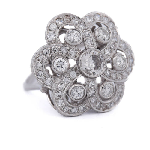 Bague 52 Art déco - Bague en platine et diamants 58 Facettes AN546 - P11 (06719)