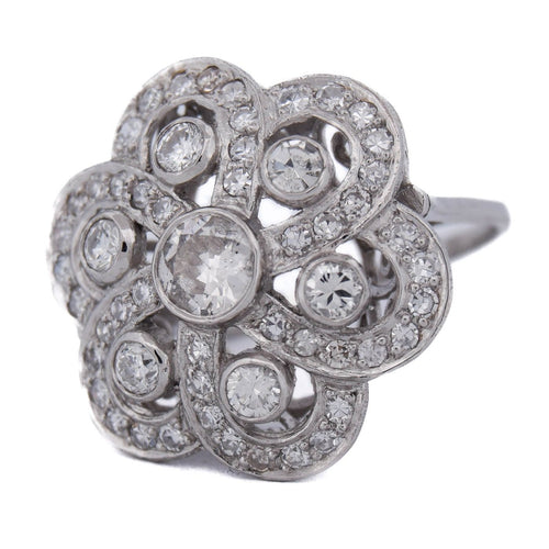 Bague 52 Art déco - Bague en platine et diamants 58 Facettes AN546 - P11 (06719)