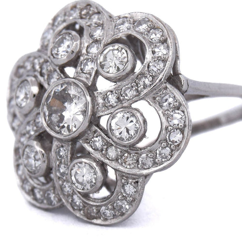 Bague 52 Art déco - Bague en platine et diamants 58 Facettes AN546 - P11 (06719)