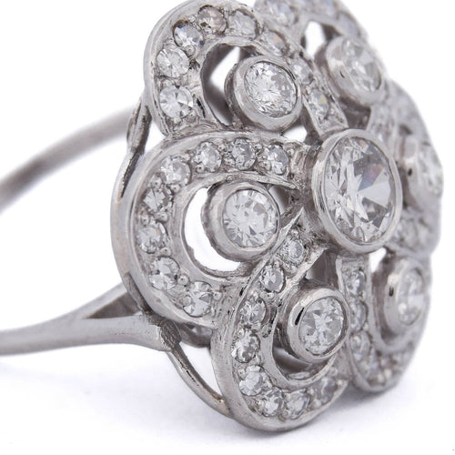 Bague 52 Art déco - Bague en platine et diamants 58 Facettes AN546 - P11 (06719)